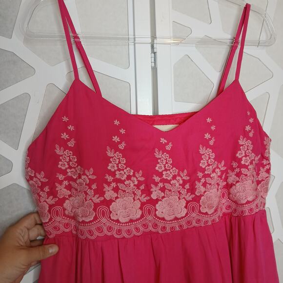 Savannah Jane Pink Embroided Sweetheart Mini Dress Women LG Vacation Resort Boho - Picture 2 of 12